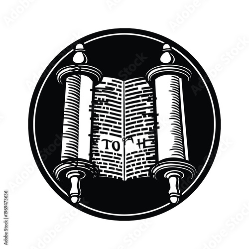 Open Torah scroll, a sacred Jewish text, with Hebrew writing on parchment.