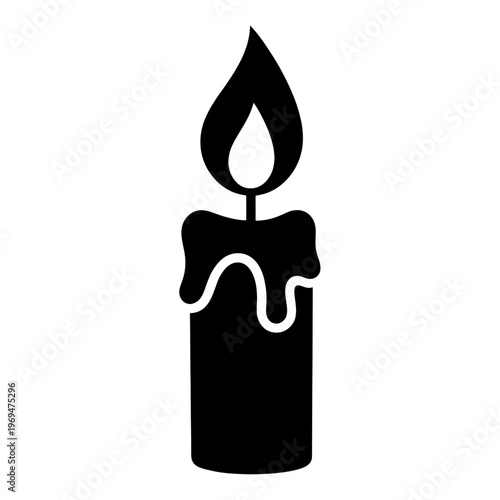 Candle with Melting Wax Line Icon