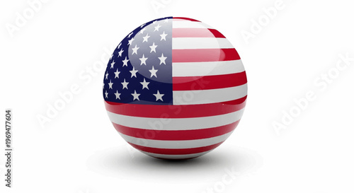 American flag, USA patriotic sphere, vector illustration, glossy ball