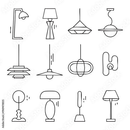 Black line of household and appliances for minimalist black line household appliances