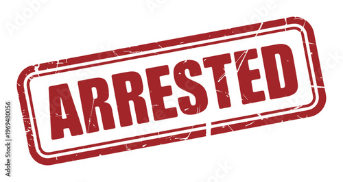 Red Stamp with the word "ARRESTED" in bold white letters
