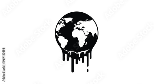 This impactful vector illustration graphic depicts a melting Earth design, symbolizing the critical global warming and urgent environmental climate change issues.