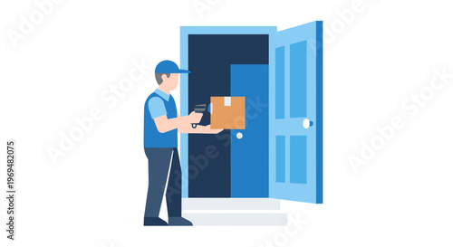 Delivery man with package box.