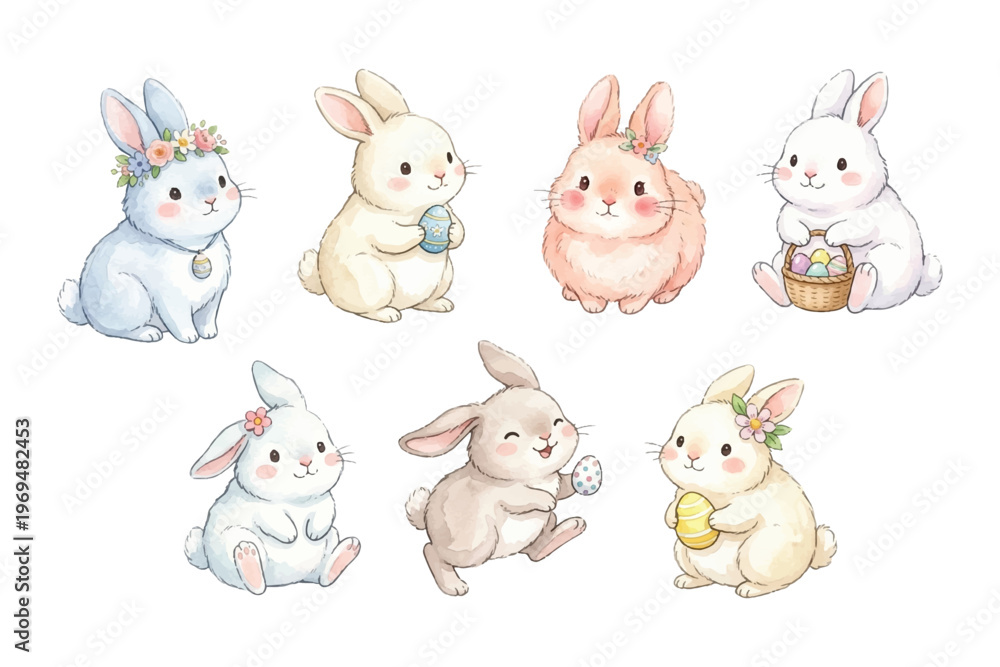Obraz premium watercolor cute little easter rabbit