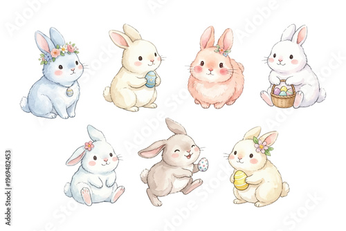 watercolor cute little easter rabbit