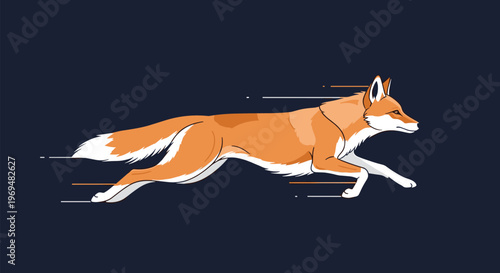 Pixel art of a running fox on dark background with speed lines for retro video game design or wildlife concept.