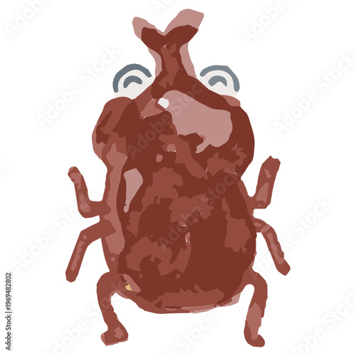 わんぱく水彩シリーズ 幼稚園・保育園向け 笑顔のカブトムシのイラスト 夏の昆虫 ビビッド