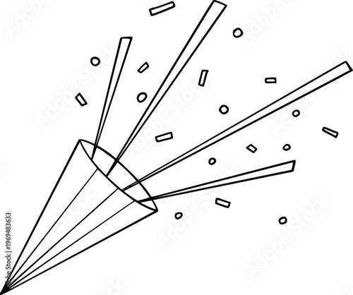 Hand Drawn Party Popper With Confetti