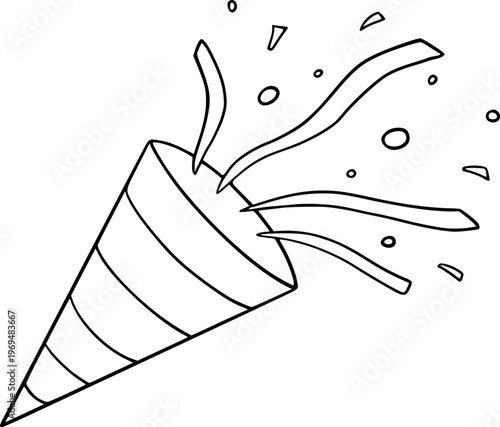 Hand Drawn Party Popper With Confetti