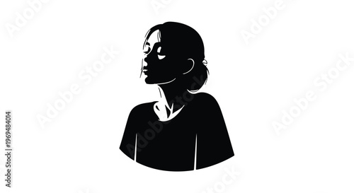 Contemplative silhouette of a young woman looking away with a thoughtful expression.