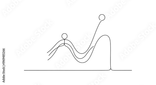 Stick Figure on Roller Coaster Track, Thrill Ride, Ups and Downs, Excitement