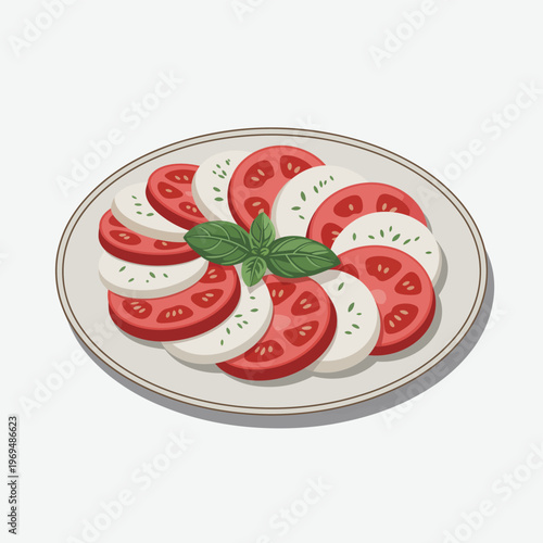 Delicious Caprese Salad with Fresh Basil on a Plate
