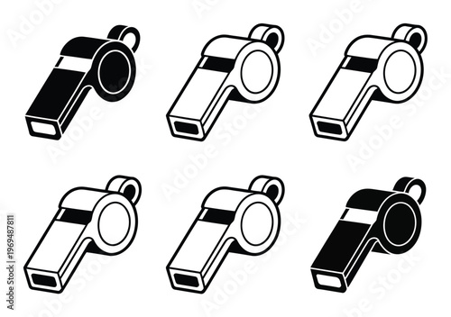 Six Whistles: Black and White Sports Referee and Coach Accessories