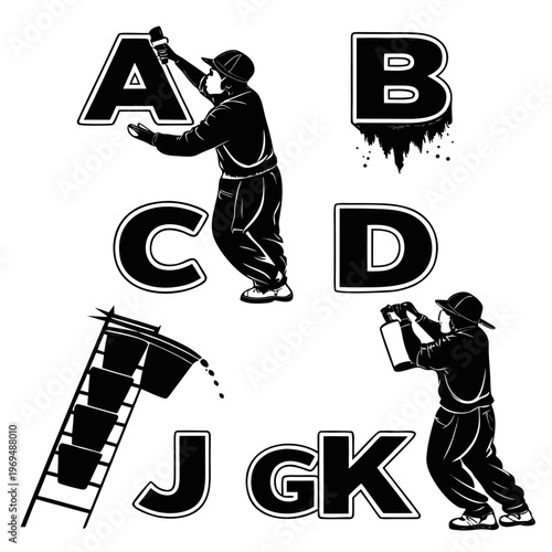 Urban street artist painting letters