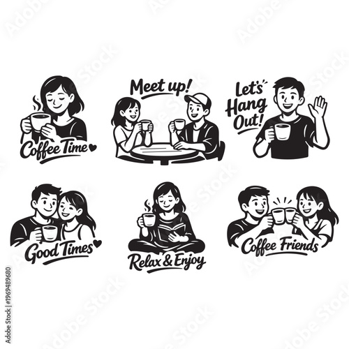 Coffee & Chill: Social Moments Vector Pack