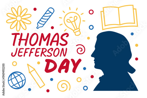 National Thomas Jefferson Day Vector Illustration, American History and Patriotic Design