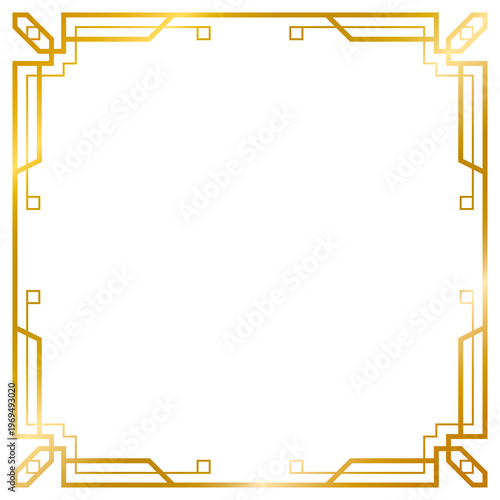 Decorative gold frames collection png transparent background, Art Deco gold frame, Vintage frame line geometric, wedding, label, card, frame, cover, poster, greeting, invitation
