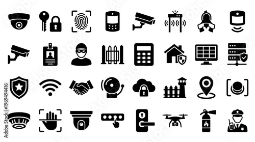 Security and Safety Icons Collection for Digital and Physical Protection Concepts
