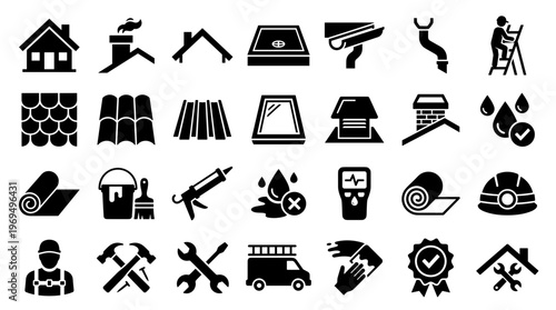 Home Improvement and Repair Icons Set for Construction and Renovation Services