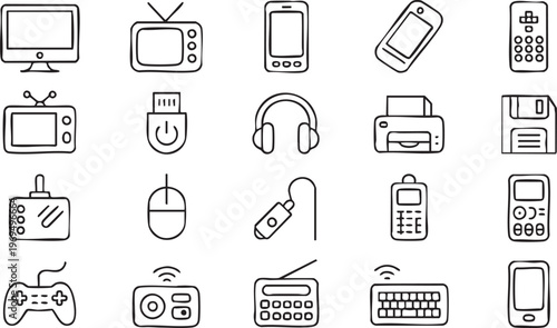 Modern gadget icon set with smartphone computer and multimedia symbols