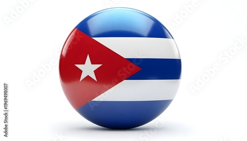 Free Download Glossy sphere with the Cuban flag design on a white background - GFXLoad