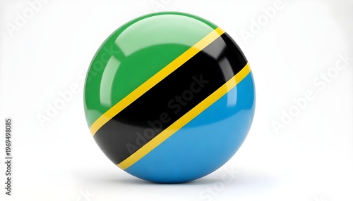Free Download Shiny sphere with the flag of Tanzania on a white background - GFXLoad