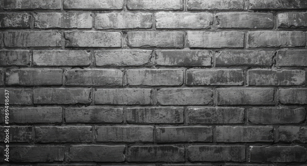 Fototapeta premium Textured brick wall in grayscale made from cement blocks with copy space