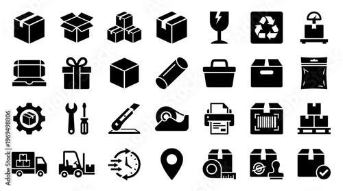 Logistics and Delivery Icons Set for Shipping and E-commerce Services