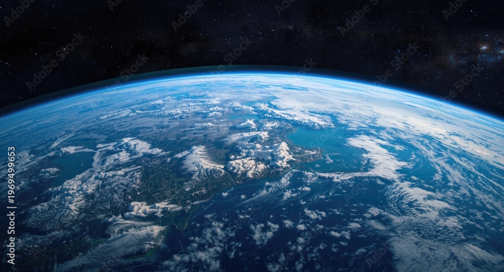 Fototapeta premium 3D Cartoon Earth Depicting Continents and Atmosphere