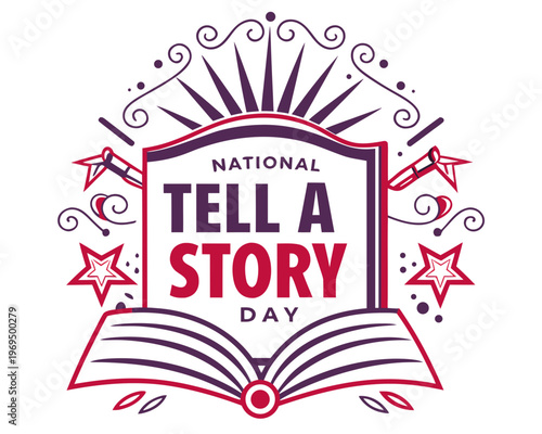 Storytelling Concept Vector Art, National Tell a Story Day Isolated on White