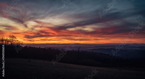 Tranquil dusk sky with warm light and an inspiring scenic view