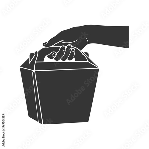 テイクアウト容器を持つ手のシルエットアイコン