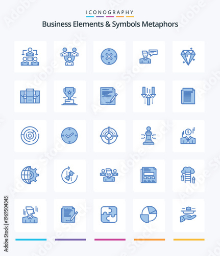 A collection of business elements and symbols metaphors