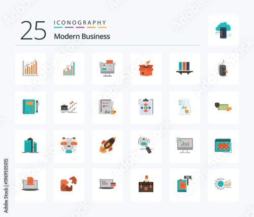 A collection of modern business icons for various uses