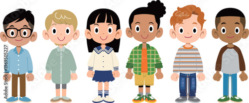様々な人種、様々な国の子供たち6人