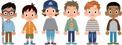 様々な人種、様々な国の男の子たち