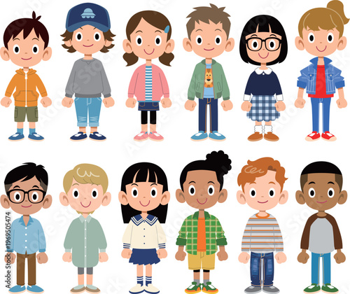 様々な人種、様々な国の子供たち12人