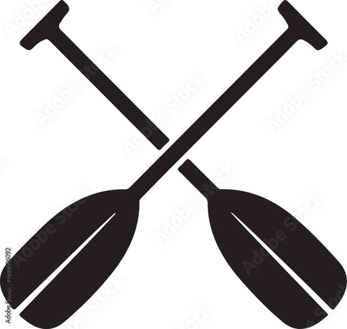 Black crossed oars on white background vector illustration