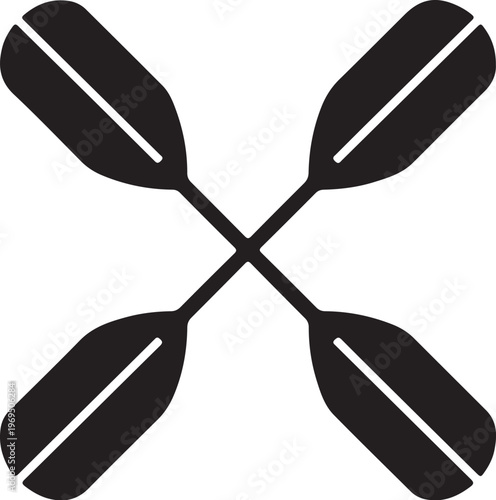 Black crossed oars on white background vector illustration
