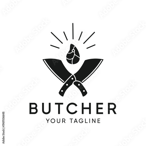 Butcher knife logo design, white background. vector files.
