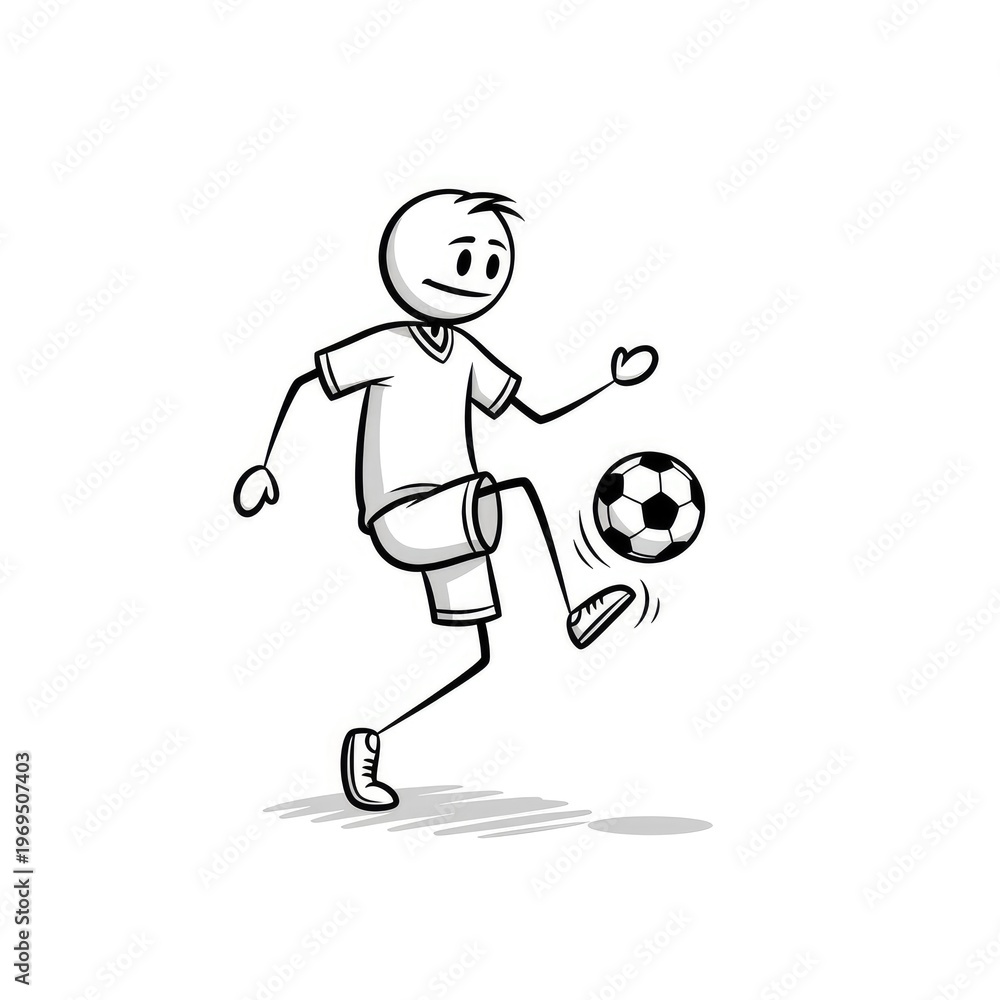Obraz premium Boy Kicking Soccer Ball in Motion.