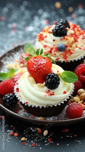 Fresh Berry Cupcakes with Cream Frosting