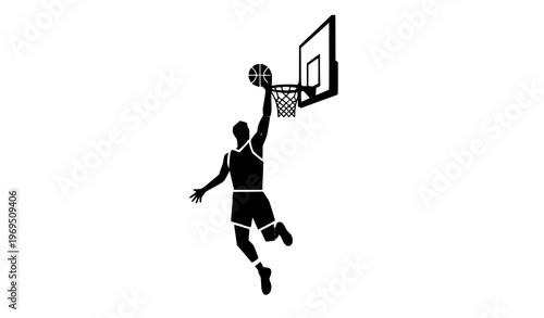 Flat Basketball Dunk Illustration – Athlete Jump Sports Vector Design