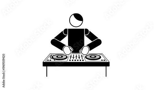Flat DJ Mixing Illustration – Music Producer Turntable Vector Design