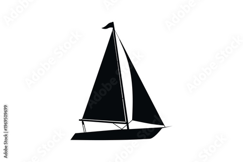 Silhouette Boat vector on white background.