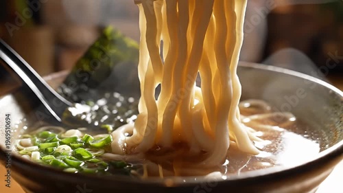 Wallpaper Mural Hand holding chopsticks eating delicious hot udon noodles close up Torontodigital.ca