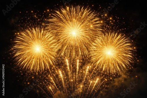Bright yellow fireworks exp...