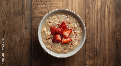 Morning oatmeal bowl with s...