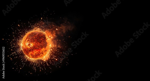 Glowing orange bomb blast w...