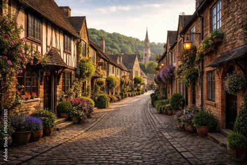 quaint village cobblestone ...